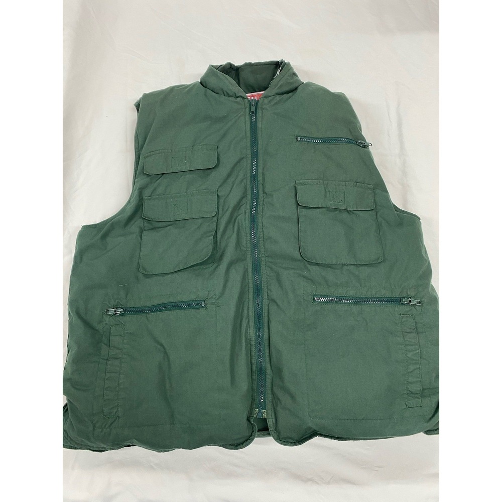 Outfitters Mens Puffer Vest Feathers Down Full Zip Size Large Green Outdoor Gear